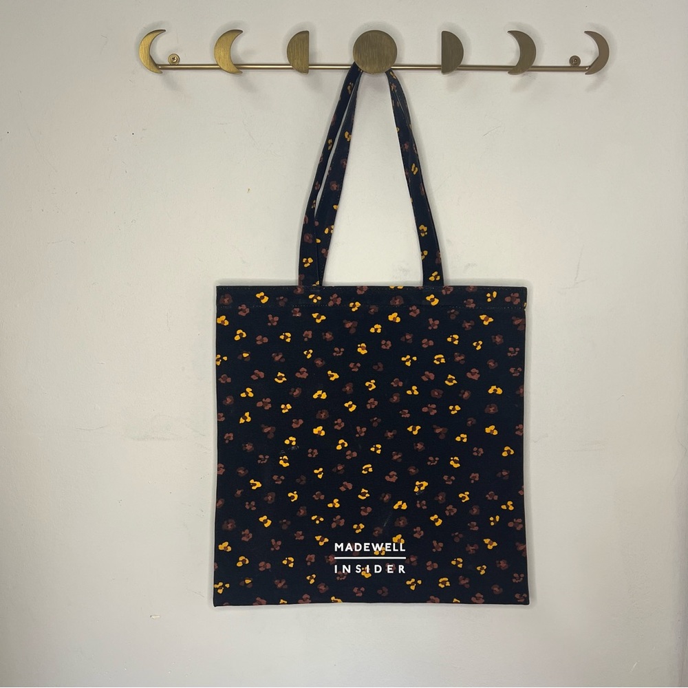 Madewell Insider Black Floral Canvas Tote Bag